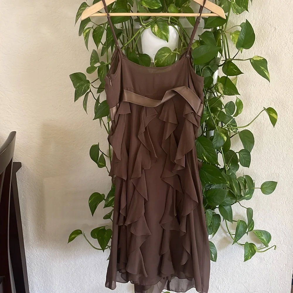 BCBG BROWN RUFFLE DRESS - Picture 2 of 2